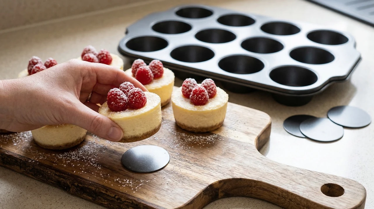 Mini cheesecakes with berries, ready to serve