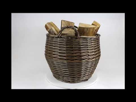 Large Stumpy Wicker Log Basket Grey Muldale