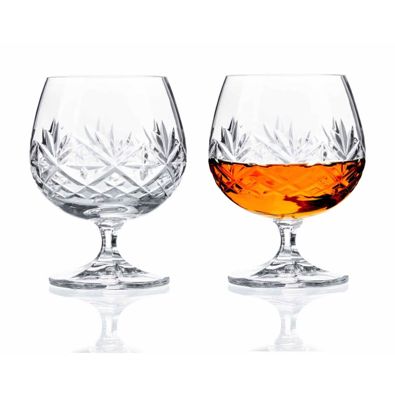 Hemswell Crystal Brandy Glasses Set of 2-250ml Elegant Cut Crystal