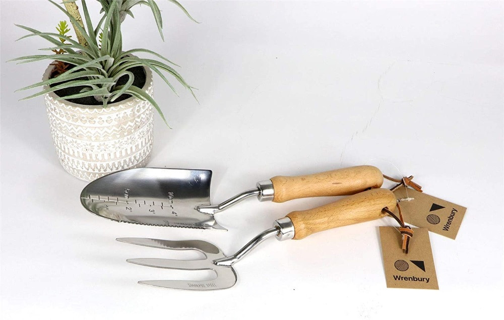 Deluxe Garden Hand Trowel and Fork Set by Wrenbury Garden Trowel and