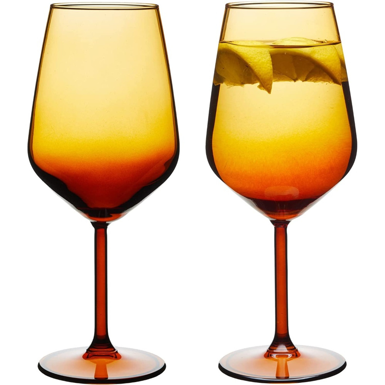 Set of 2 Amber Wine Glasses