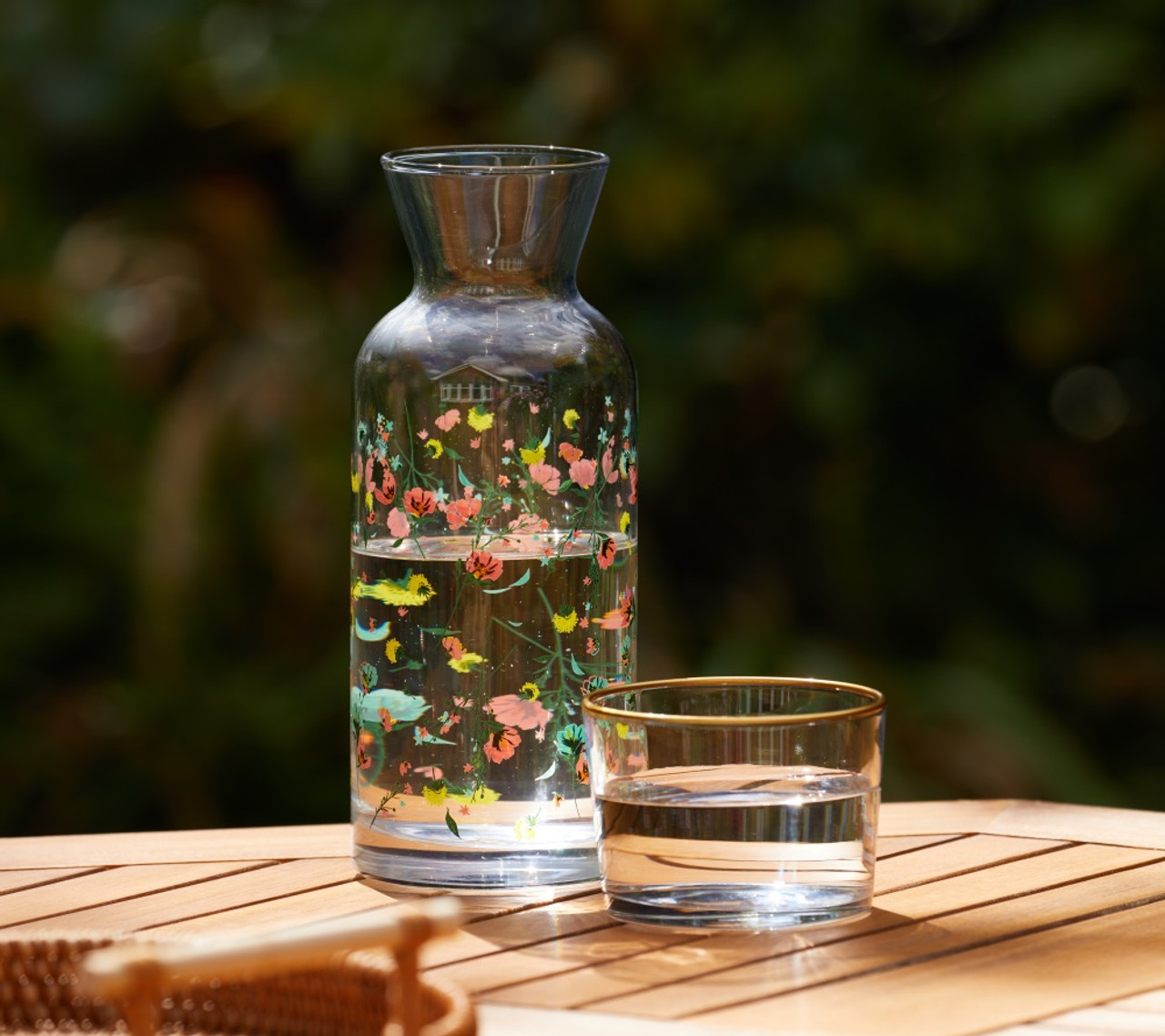 Flora Glass Water Carafe with Glass Tumbler