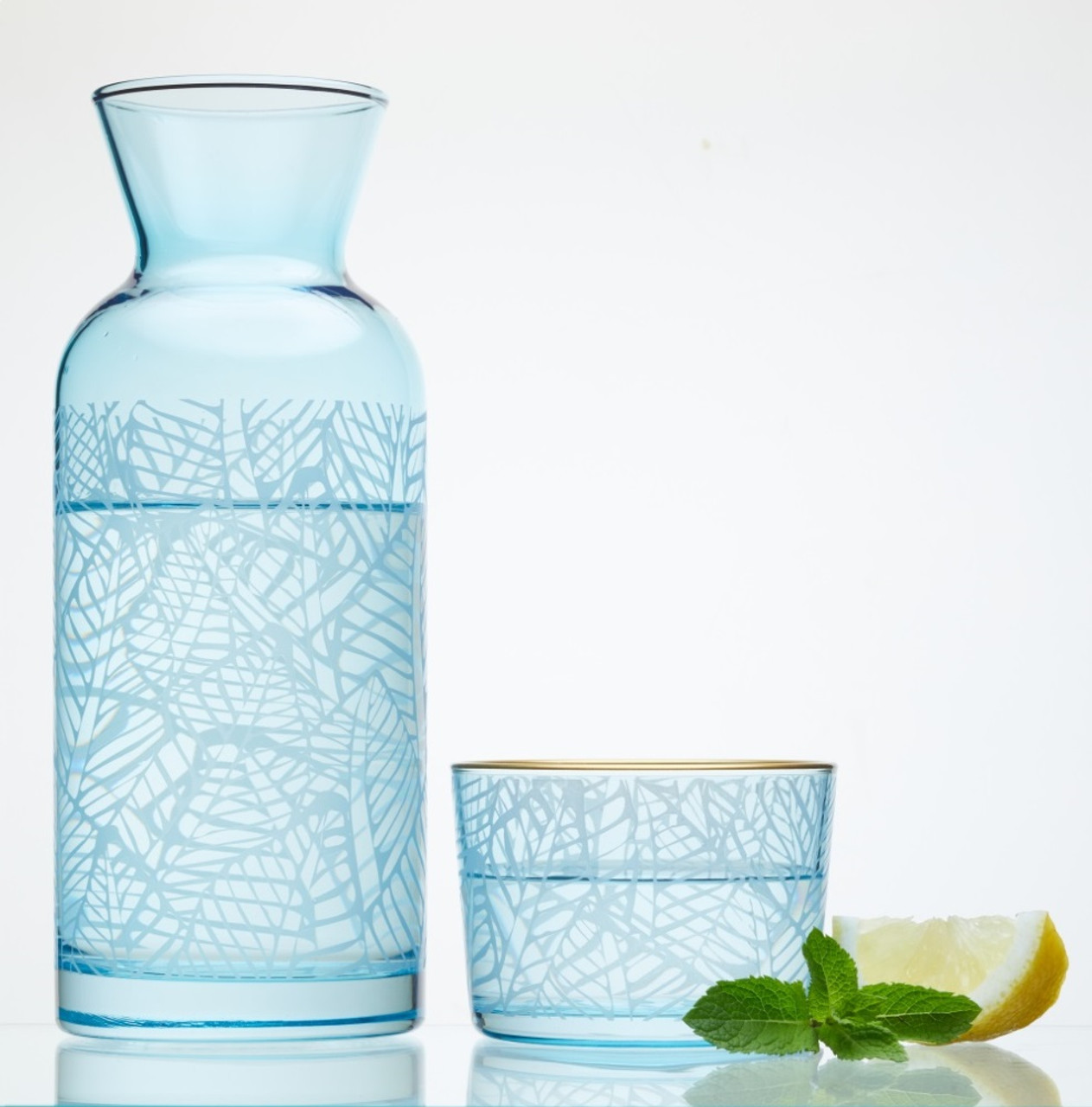 Handmade Glass Carafe and Cup (Pair) - Cool Water – GlobeIn