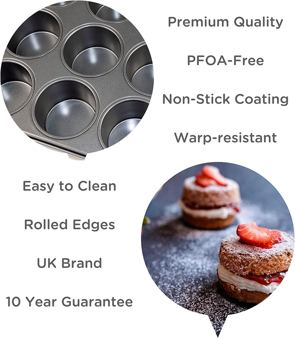 Wrenbury Pro Mini Cheesecake Pans Removable Bottom 12 Hole - Heavy Gauge Carbon Steel Muffin Cupcake Pan Loose Bottom for Baking - 3 inch Individual