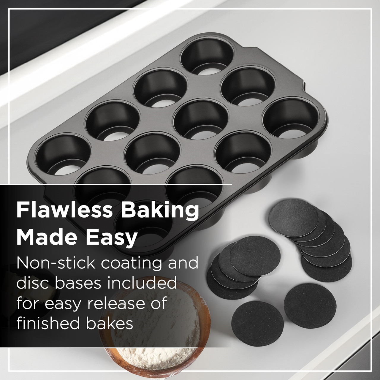12 Cup Loose Base Non-Stick Mini Cheesecake Pan