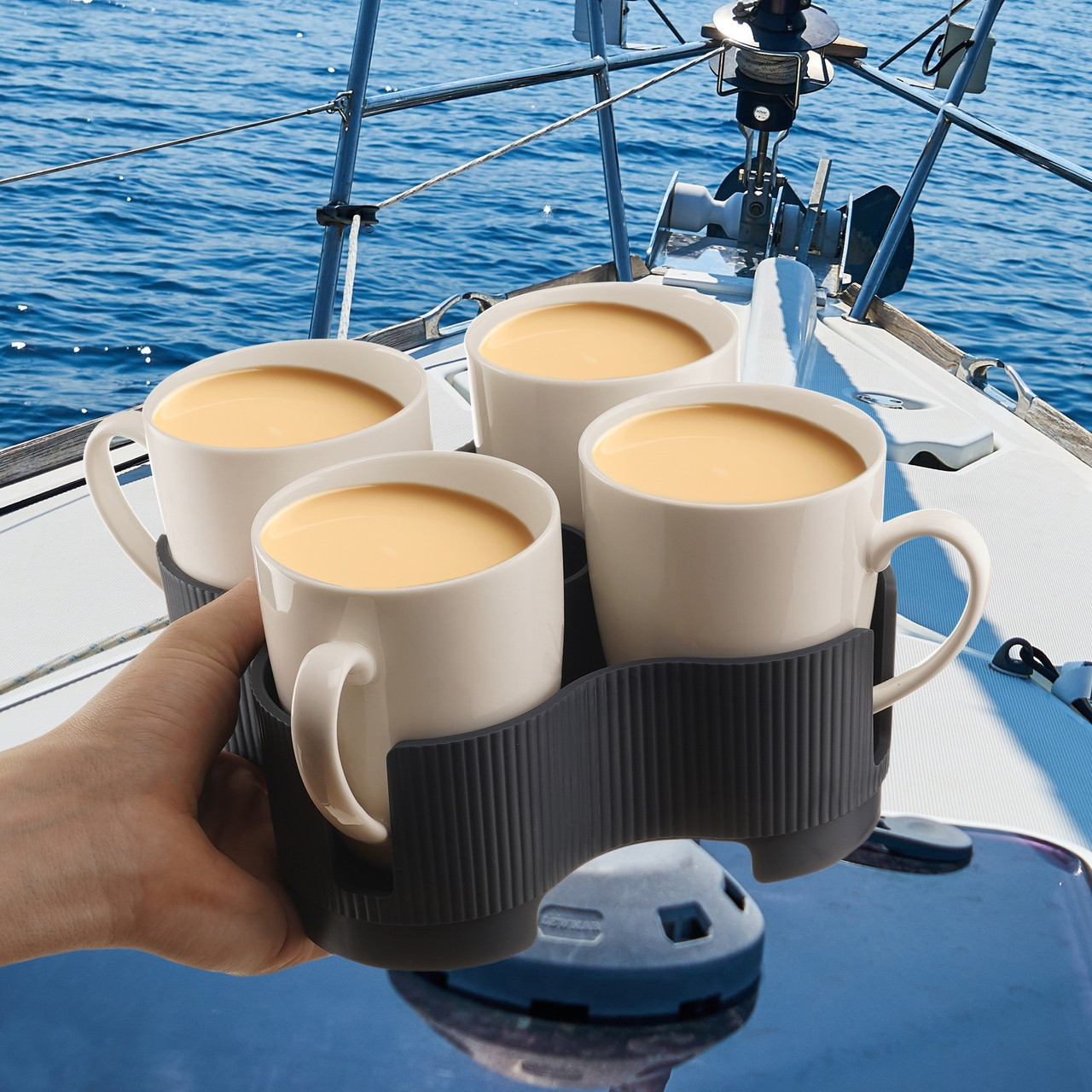 Lightweight No Slip Non Spill Cup Holder for 4 Mugs