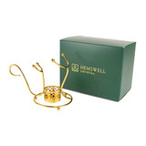 Gold Brandy Warmer Stand with Tea Lights, Snifter Heater, Gift Boxed