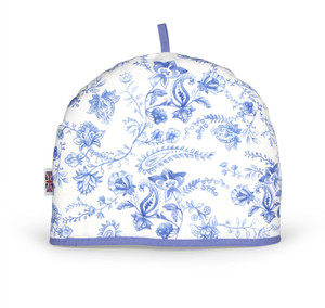 vintage tea cosy with a blue and white pattern - made in britain vintage tea cosy with a blue and white pattern - made in britain