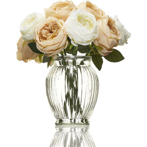 Round Ribbed Glass Flower Vase 11cm Round Ribbed Glass Flower Vase 11cm