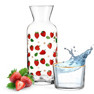 Strawberry Glass Water Carafe with Glass Tumbler Strawberry Glass Water Carafe with Glass Tumbler