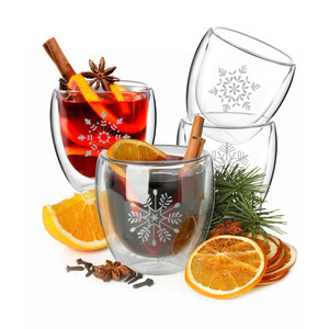 Set of 4 Mulled Wine Glasses Snowflake Design 220ml Set of 4 Mulled Wine Glasses Snowflake Design 220ml