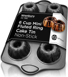 Mini Fluted 6 Cup Cake Tin - Ring Pan with 9.5cm Cup Size Mini Fluted 6 Cup Cake Tin - Ring Pan with 9.5cm Cup Size