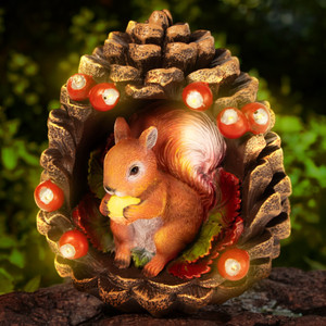 Solar Squirrel in Pinecone Garden Ornament Solar Squirrel in Pinecone Garden Ornament