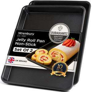 Swiss Roll Tin Baking Tray Set of 2 - 39cm x 27cm Swiss Roll Tin Baking Tray Set of 2 - 39cm x 27cm