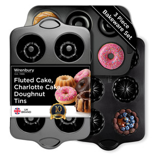 Xtravaganza Baking Bundle - Mini Fluted Cake Tin, Mini Charlotte Tin and 6 Cup Jumbo Donut Pan