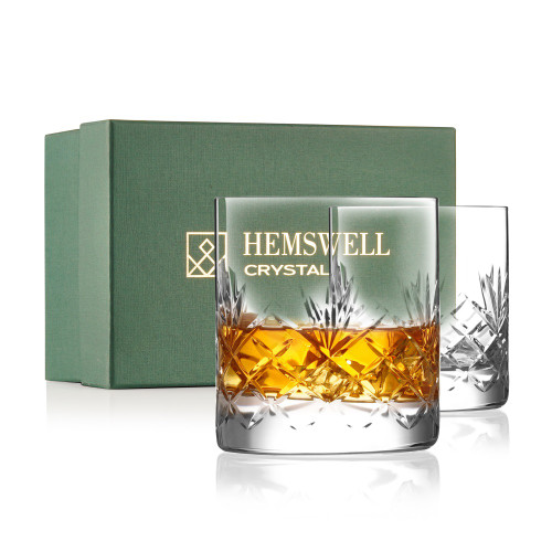 Set of 2 Cut Glass Glenrigg Whiskey Glass with Presentation Box