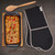 Black Double Oven Glove With Natural Trim Black Double Oven Glove With Natural Trim