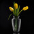 Glass Ribbed Urn Vase 20cm