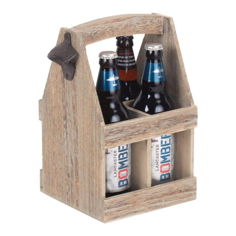 4 Bottle Carrier Basket with Bottle Opener