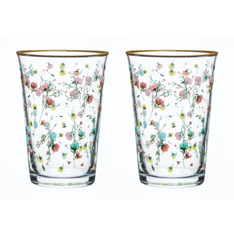 Set of 2 Flora Glass Tumblers