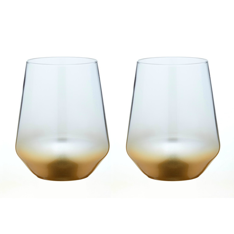 Set of 2 Gold Spray Short Tumblers