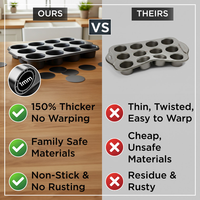 Professional Mini Cheesecake Pan — 12 Cup Loose Base Non-Stick