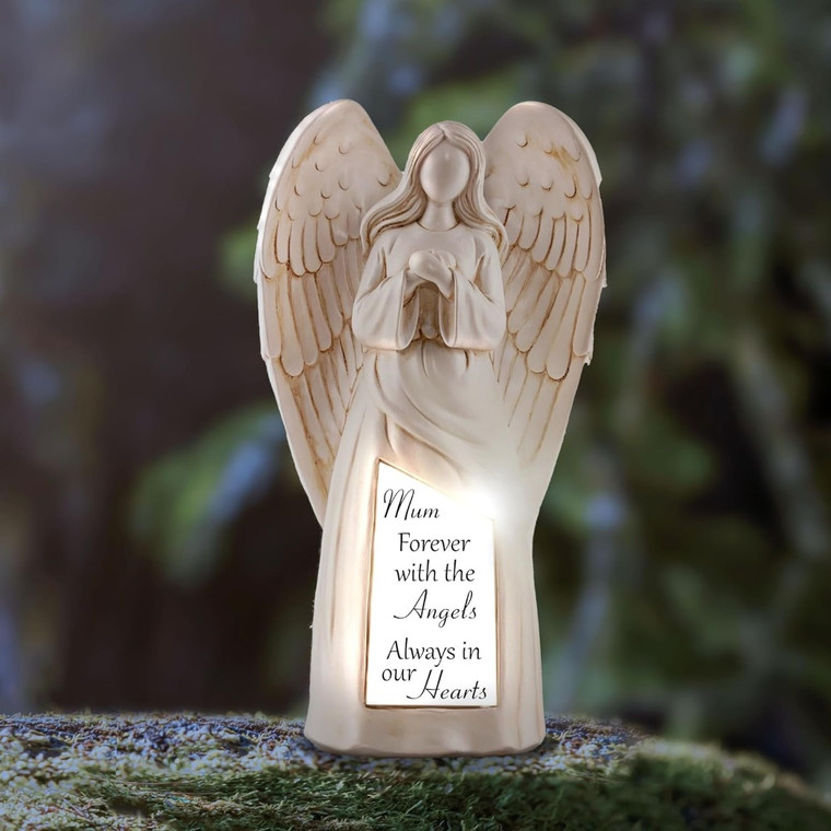 Mum  Angel Statue Memorial Grave Ornaments with Solar Lights