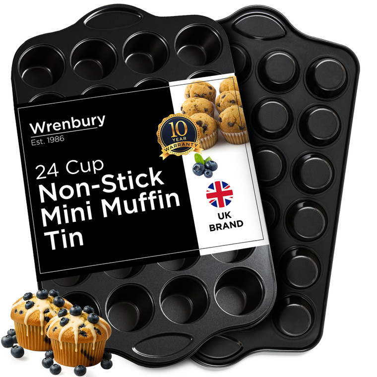 Set of 2 Non-Stick 24 Cup Mini Muffin Tray