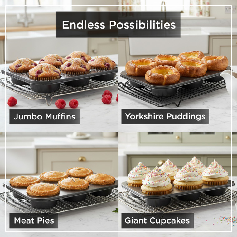 Set of 2 6 Cup Large Jumbo Muffin Pan