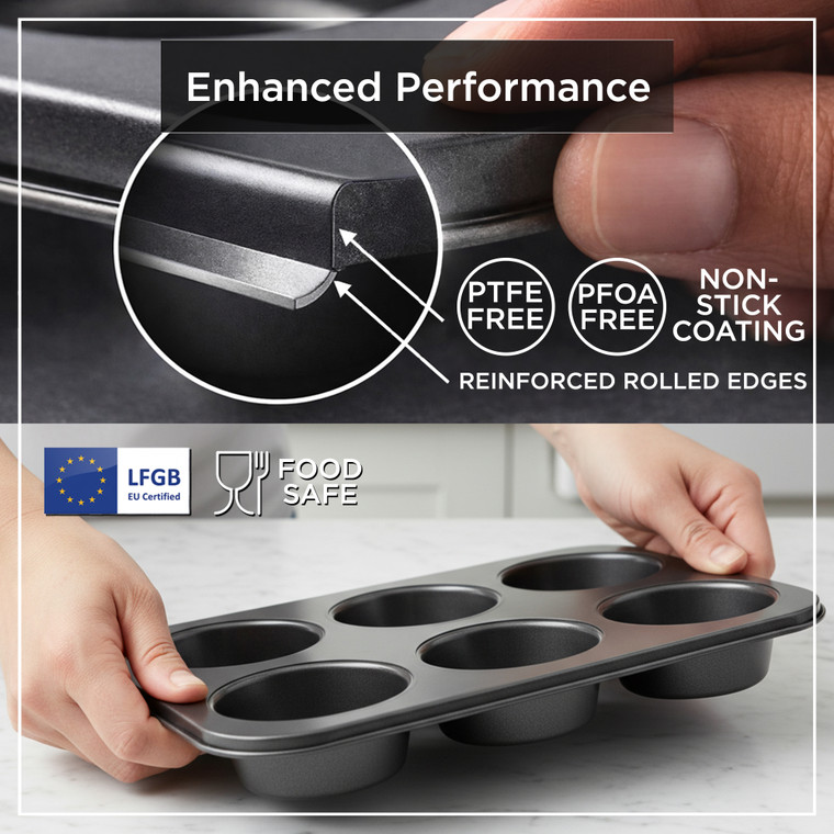 Set of 2 6 Cup Large Jumbo Muffin Pan