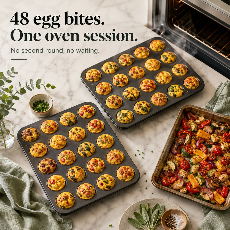 Batch Baking Bundle — 2 Mini Muffin Trays + 2 Small Baking Trays, Non-Stick Carbon Steel