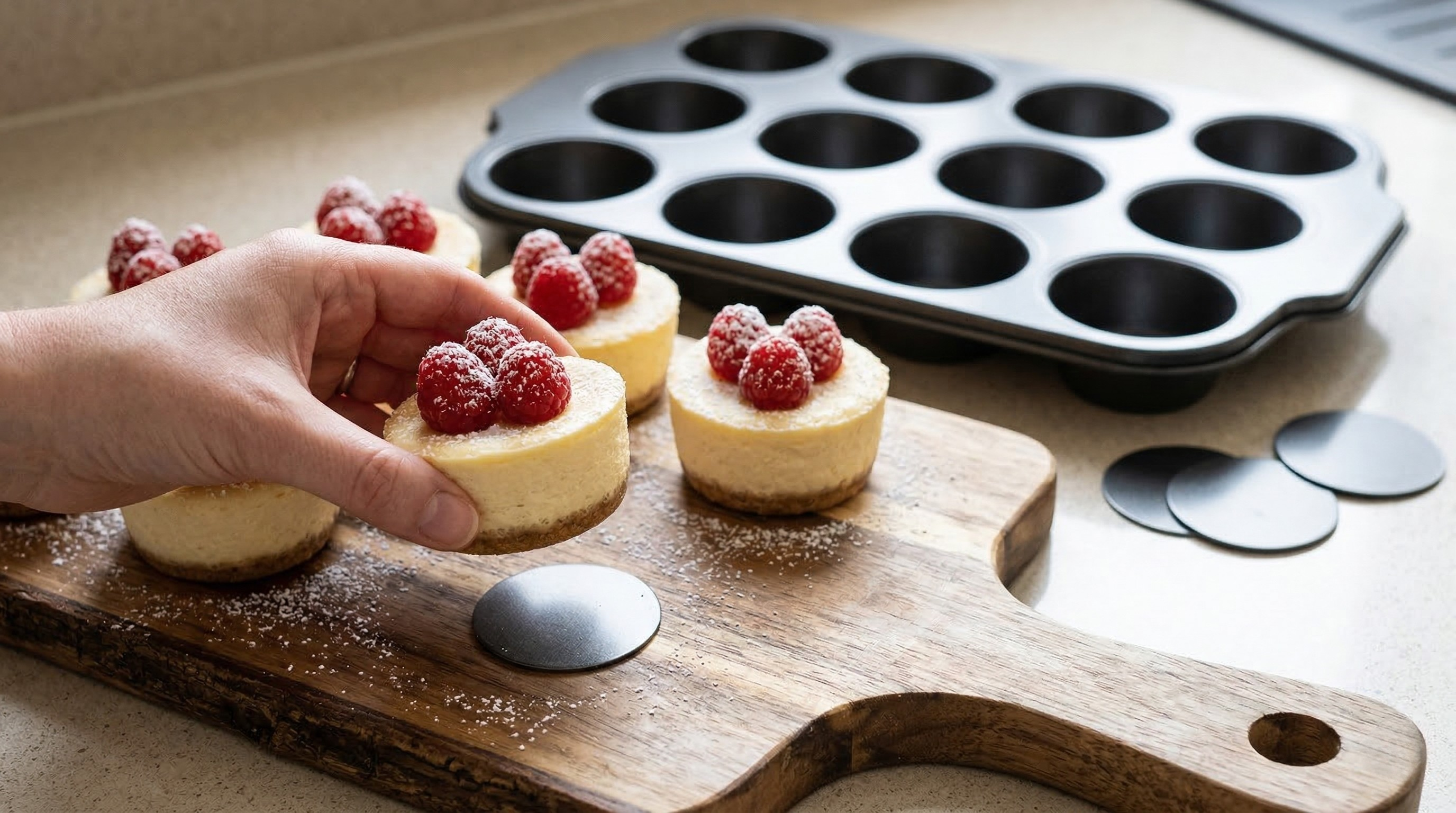 Mini cheesecakes baked in a Wrenbury loose-base pan