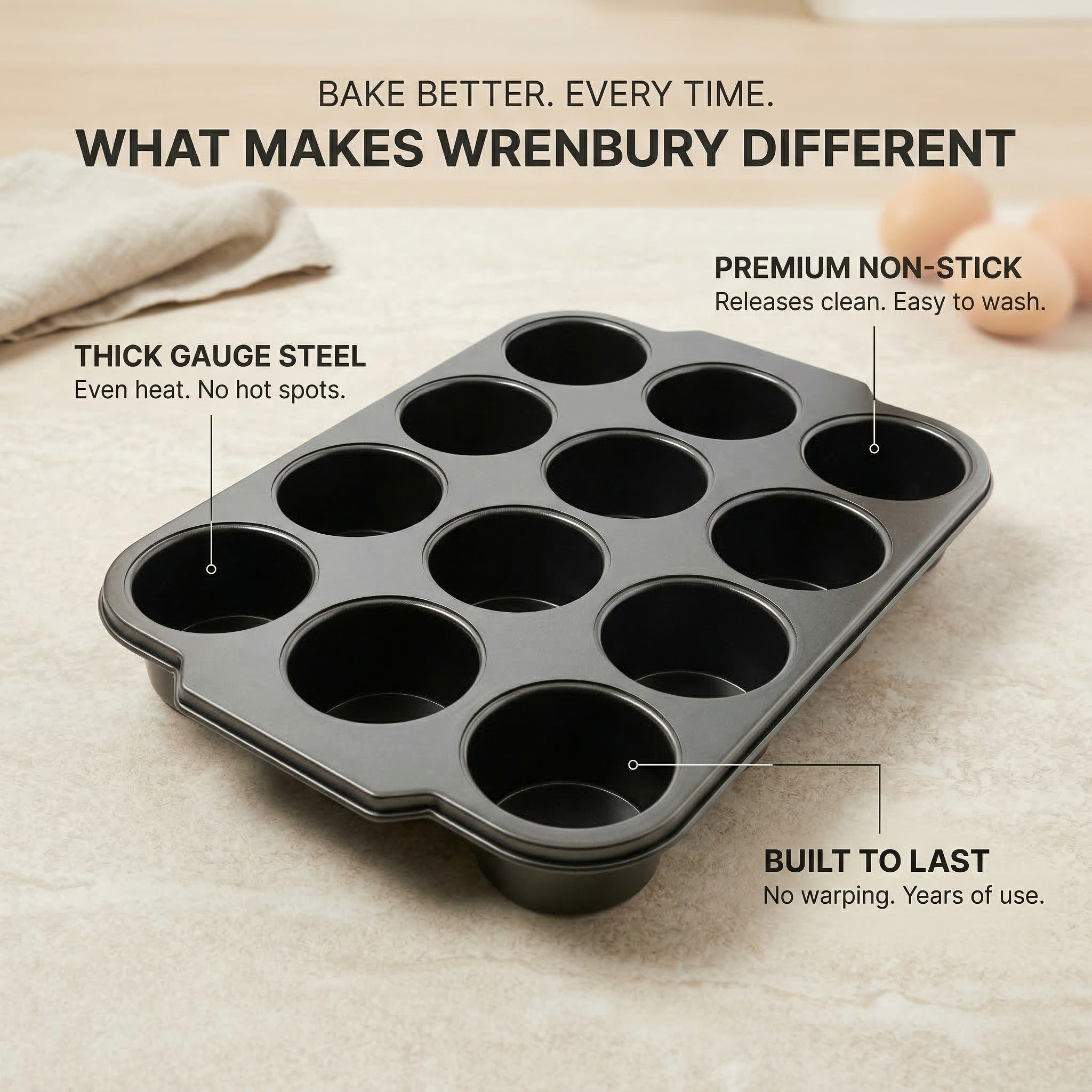 What makes Wrenbury different — thick gauge steel, premium non-stick, built to last