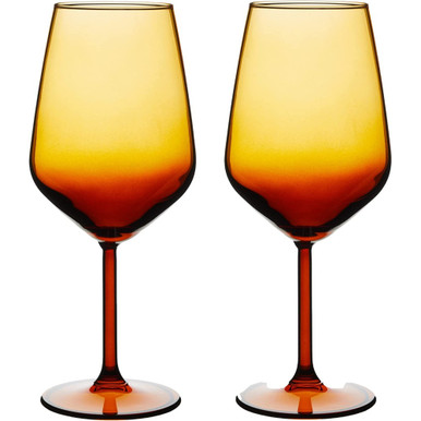 Set of 2 Amber Wine Glasses