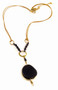 Eco-chic Tagua Slice with Chirilla Seed Necklace - Black and Metallic Gold