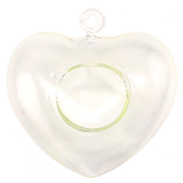 Clear Glass Heart Hanger - Empty