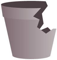 Visible damage to pots, planters, or other accessories