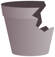 Visible damage to pots, planters, or other accessories