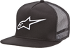 Alpinestars Corp black trucker hat with mesh back and embroidered logo