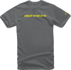 Alpinestars Linear Wordmark T-Shirt Charcoal and Fluorescent Yellow in Medium Size