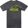 Alpinestars Ride 4.0 T-Shirt Charcoal Lime Black Medium Front Ride 4.0 Logo Graphic on