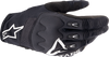 Alpinestars Techdura black off-road gloves in size Medium featuring padded palm, knuckle protection, and breathable stretch materials.