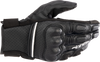 Alpinestars Phenom Air black and white leather motorcycle gloves in size Large with perforated backhand, ergonomic stretch zones, and touchscreen fingertips.