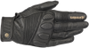 Alpinestars OSCAR Crazy Eight Black Leather Motorcycle Gloves Small with vintage styling and padded knuckles