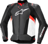 Alpinestars Missile v3 Leather Jacket - Black/White/Red Fluo - US 46 / EU 56