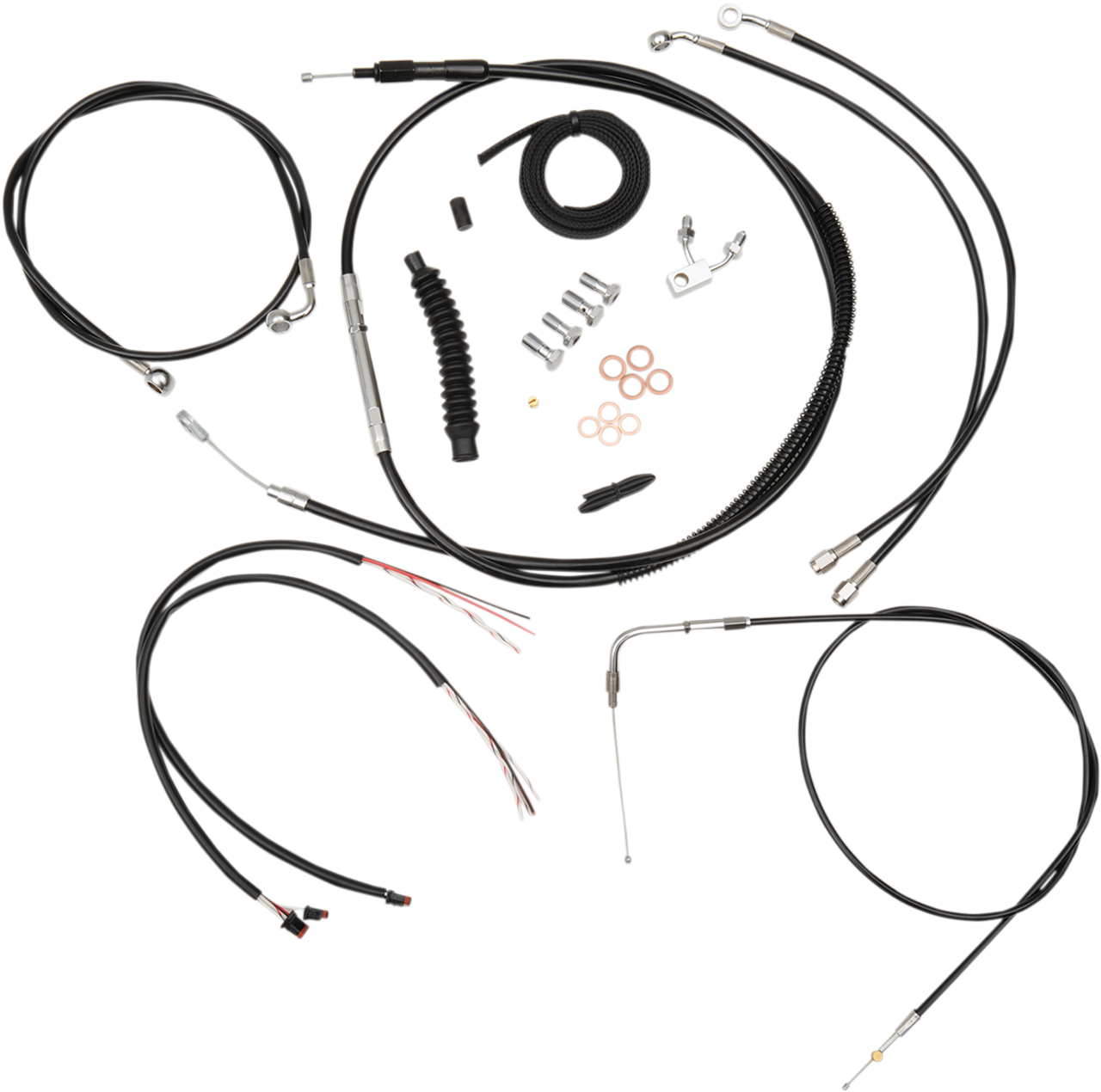 La Choppers Complete Black Vinyl Braided Handlebar Cable Brake Line Kit La8150Kt216B