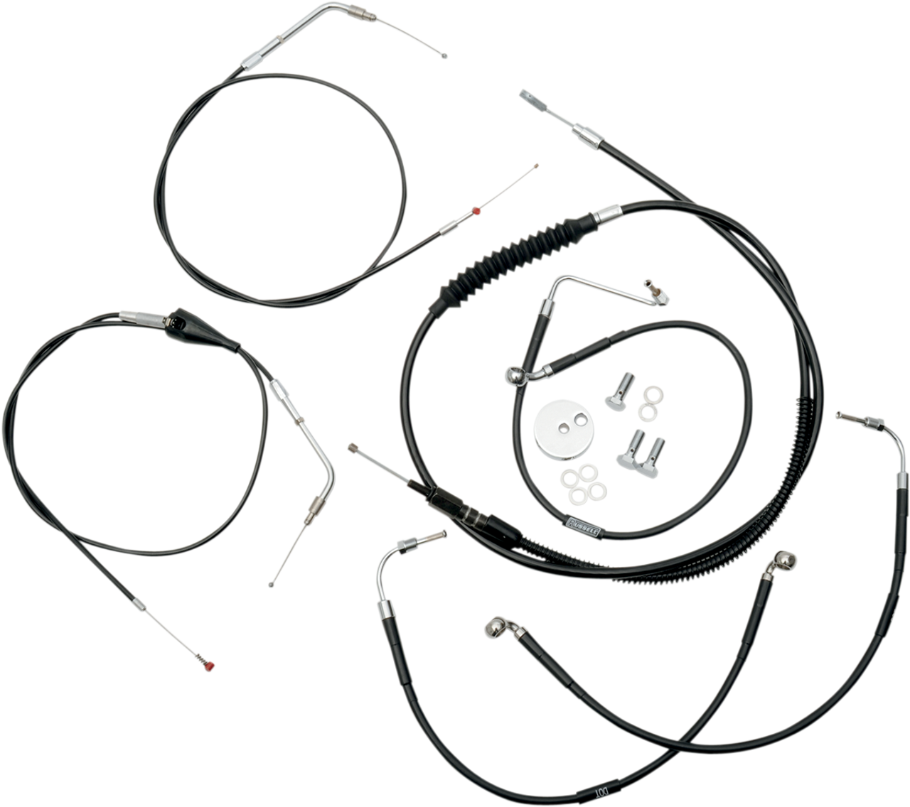 La Choppers Standard Black Vinyl Braided Handlebar Cable Brake Line Kit Ape Hanger La8006Kt19B