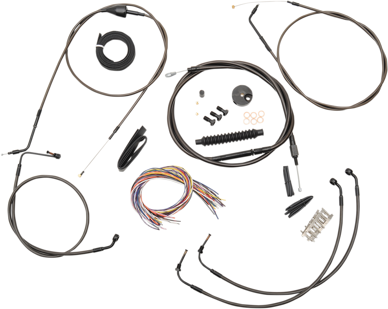 La Choppers Complete Midnight Braided Handlebar Cable Brake Line Kit Standard La8005Kt2B13M