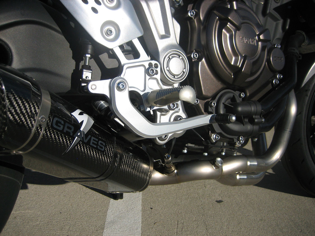 Graves Motorsports Yamaha FZ07 MT07 XSR700 R7 Full Exhaust System Graves Motorsports Yamaha FZ07 MT07 XSR700 R7 Full Exhaust System