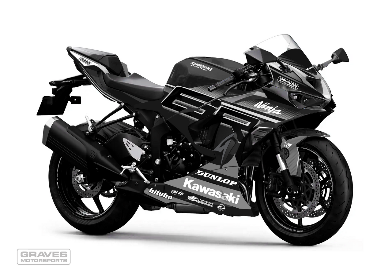 Graves Kawasaki ZX-6R OEM Bodywork Graphics Set - Grayscale Graves Kawasaki ZX-6R OEM Bodywork Graphics Set - Grayscale